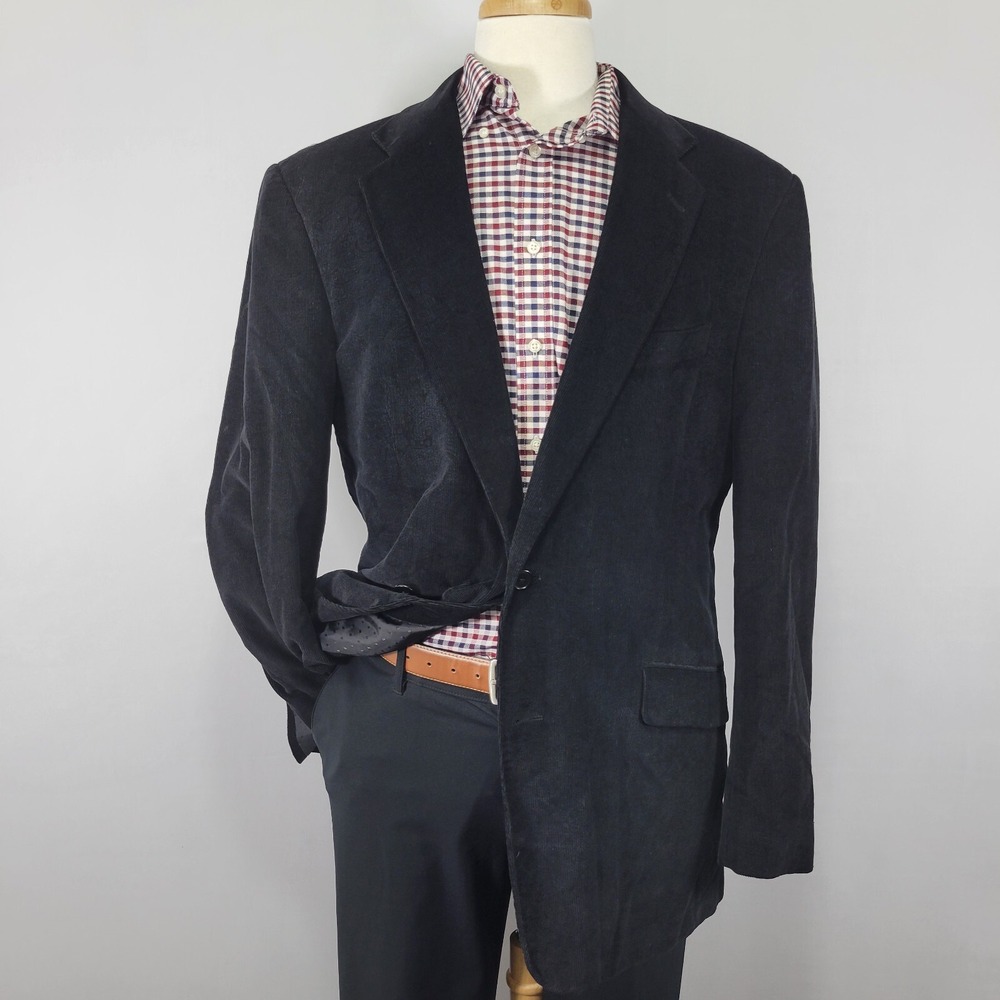 Villini Men's Corduroy Sport Coat Blazer Two Button Black Paisley Cotton 44L‎